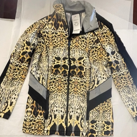 NWT! Bebe Bebe Sport Cheetah Print Funnel Jacket Zip-Up SMALL Made In USA - Picture 1 of 15